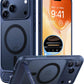 TORRAS for iPhone 17 Pro Case with Strong Magnetic & Stand, Fit for MagSafe, Mil-Grade Protection, Built-in Kickstand, Camera Control, Translucent Shockproof Slim 17 Pro Cover Ostand, Deep Blue
