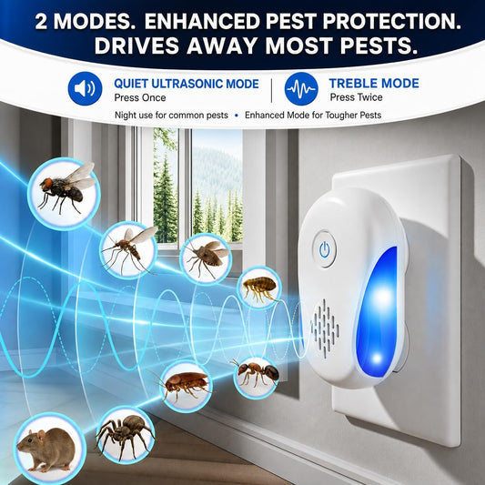 (2026 Upgraded) Ultrasonic Pest Indoor Repeller - Stronger Driving Force, Repellent for Mouse, Rats, Cockroaches, Spiders, Ants, Bugs, Plug-in Control Device, 2 Mode Switching (6 Pack)