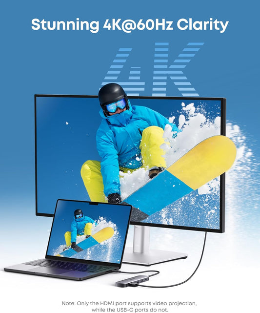 Anker USB C Hub, 7-in-1 Multi-Port USB Adapter for Laptop/Mac, 4K@60Hz USB C to HDMI Splitter, 85W Max Power Delivery, 3xUSBA & C 3.0 Data Ports, SD/TF Card, for Type C Devices (Charger Not Included)