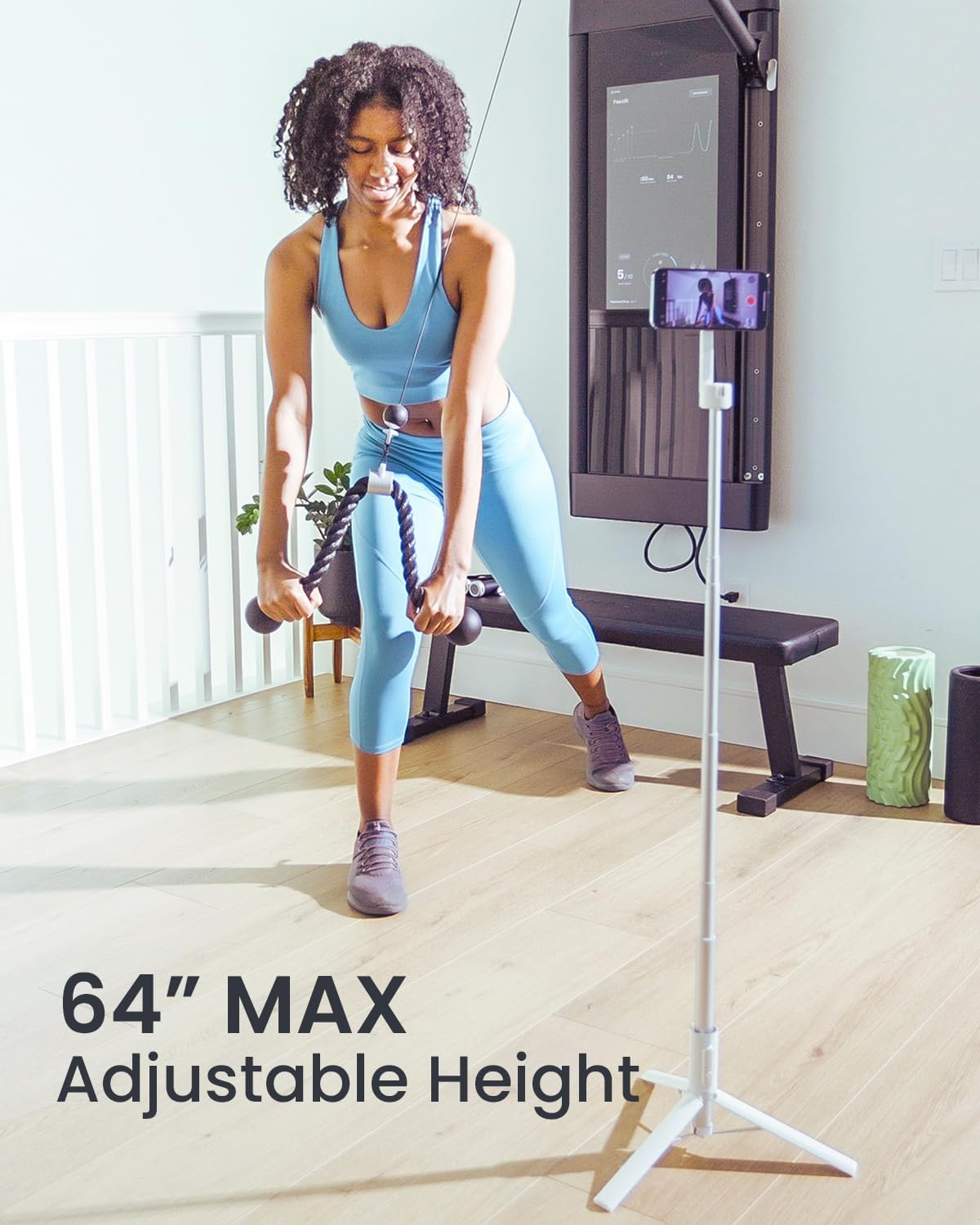 KraftGeek Magnetic Phone Tripod for iPhone Magsafe, 64” Selfie Stick Tripod Stand with Remote, Travel Cell Phone Stand for iPhone 17 Pro Max