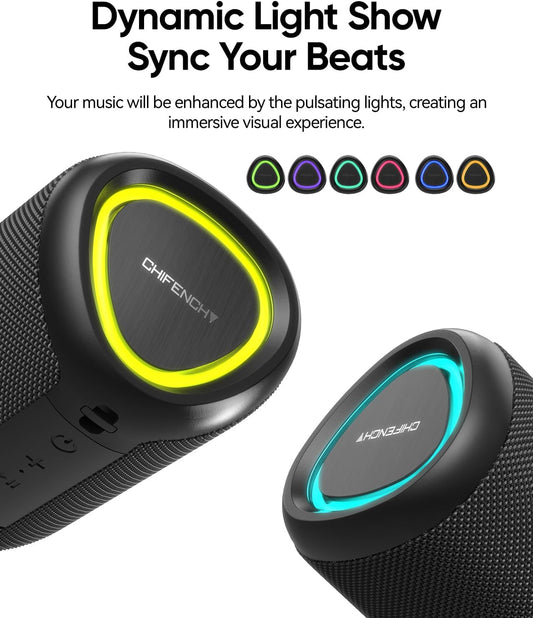 Portable Bluetooth Speaker Beach Vacation Essentials: Powerful Crystal Clear Sound/Dynamic Light/IPX5 Waterproof/All Day Playtime/BT 5.3/TWS Paring, Small Wireless Speaker for Outdoor|Travel|Camping