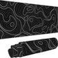 Large Gaming Mouse Pad Black Topographic Contour Mouse Pad Extended XL Long Mousepad Big Desk Mat with Stitched Edges & Nonslip Rubber Base for Company Office Work, 31.5 X 11.8 Inch