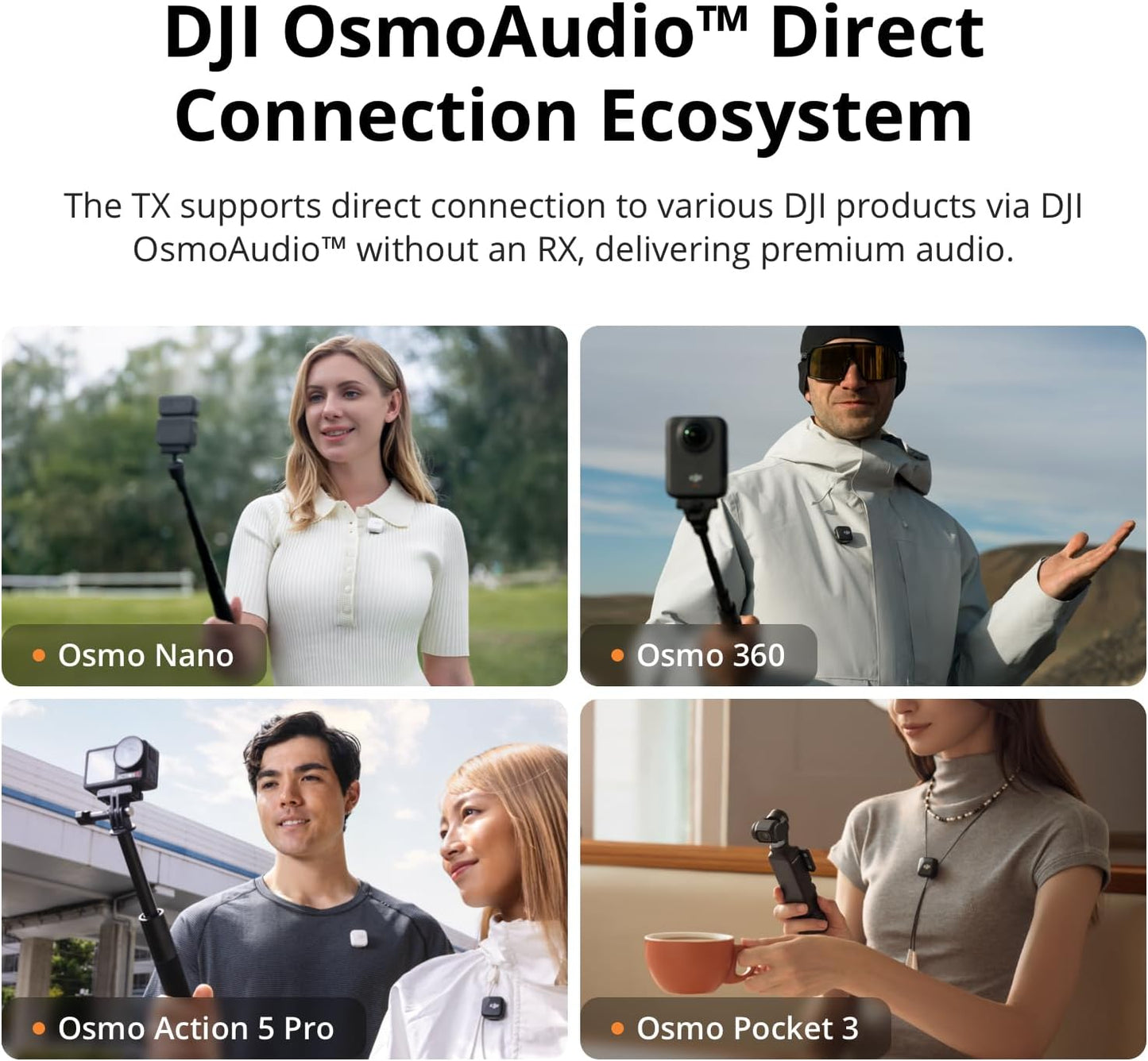 DJI Mic Mini (2 TX + 1 RX + Charging Case), Wireless Lavalier Microphone for iPhone/Camera/Android, Ultralight, Detail-Rich Audio, 48h Use, Noise Cancelling, Automatic Limiting, Vlog, Streaming