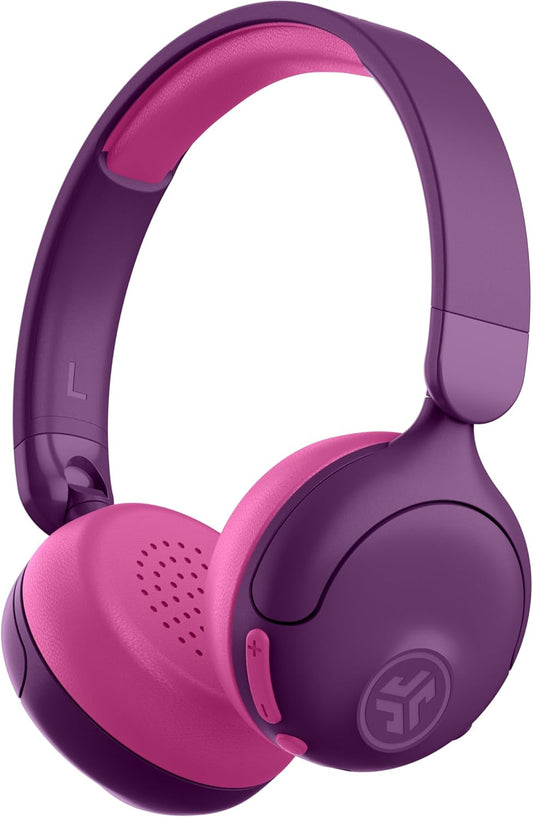 JLab JBuddies ANC 2 in 1 Wireless + Wired Kids Headphones, Active Noise Canceling and Be Aware Modes, Safe Volume Settings, 50+ Hours Playtime, Adjustable, Purple/Pink