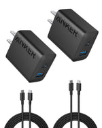 Anker iPhone Charger, 2-Pack 20W Fast USB C Charger Block, Type C Charger Fast Charging for iPhone 17/17 Pro Max/16 Series/iPad Pro and More (Black, 2 Pack & 2 Cable)
