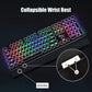 RK ROYAL KLUDGE S108 Typewriter Keyboard, Retro Mechanical Gaming Keyboard Wired 108 Keys with RGB Backlit Sidelight, Detachable Wrist Rest, Round Keycaps Blue Switches - Black