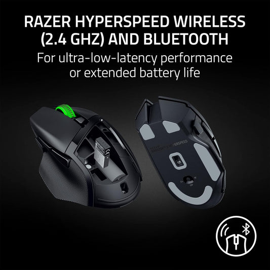 Razer Basilisk V3 X HyperSpeed Customizable Wireless Gaming Mouse: Mechanical Switches Gen-2-5G Advanced 18K Optical Sensor - Chroma RGB 9 Programmable Controls 535 Hr Battery Classic Black
