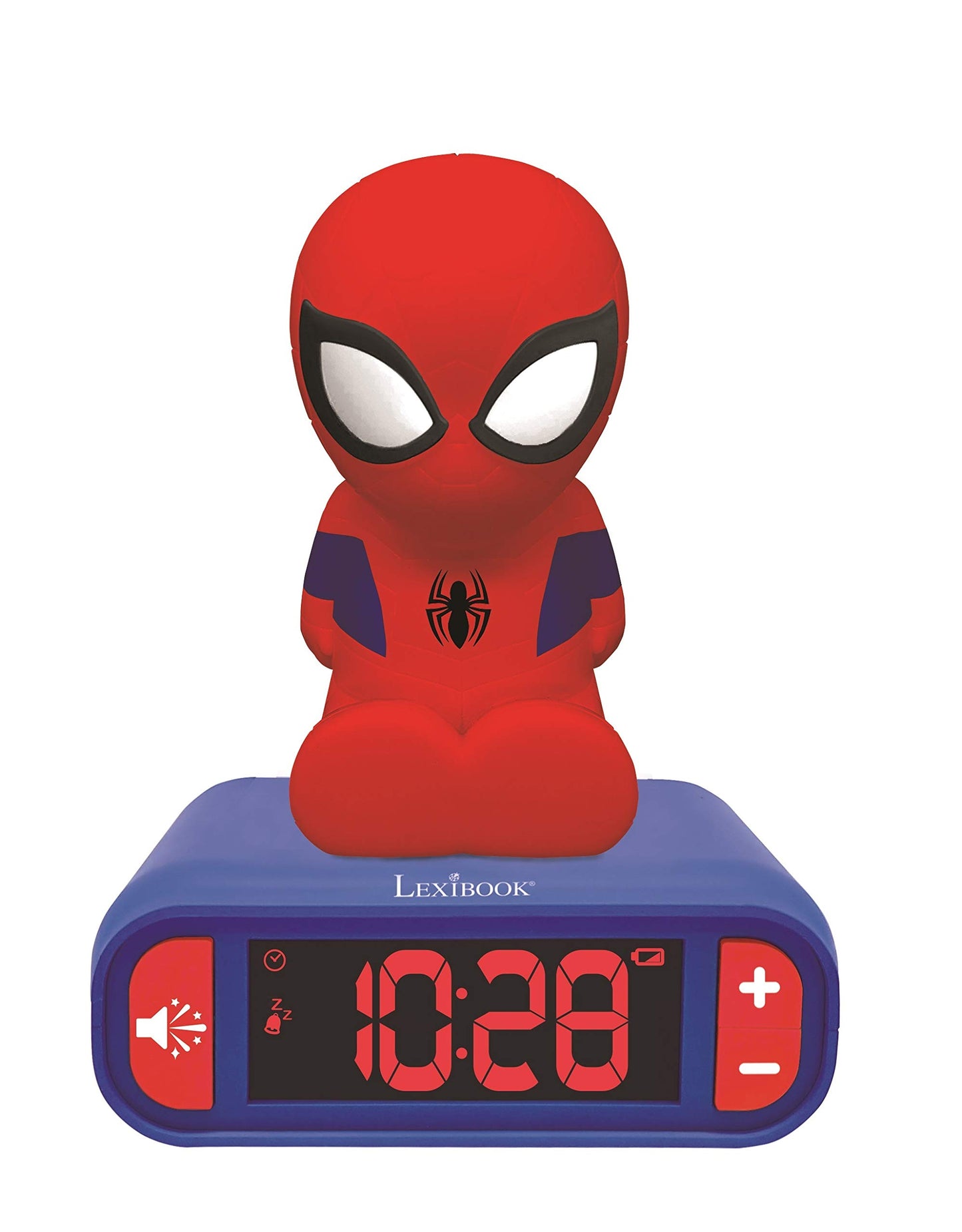 LEXiBOOK, Spider-Man Nightlight Alarm Clock, RL800SP | Sounds & Melodies, LCD Backlit screen, Luminous, Snooze, Blue