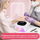 Cordless UV LED Nail Lamp, 80W Rechargeable Nail Dryer with 4 Timers, Atmosphere Light & Mirror Base, UV Light for All Gel Nails, Ideal for Training,Nail Art Practice,Home & Salon Use (White)