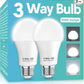 3 Way LED Light Bulbs 50 100 150W Equivalent, Daylight White 5000K 3 Way Light Bulbs, A19 Three Way Light Bulb,E26 Base LED Light Bulb for Reading,Living Room-2 Pack