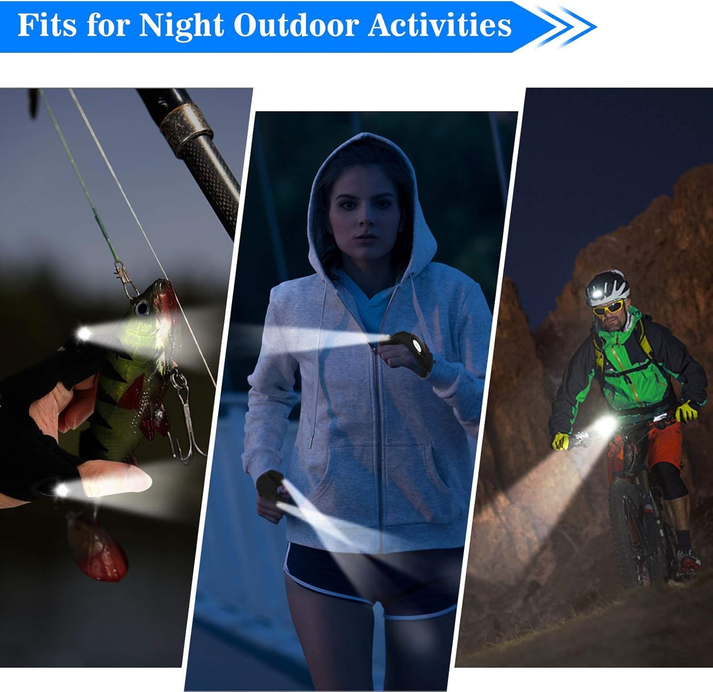 LED Flashlight Gloves, Valentines Day Gifts for Him Men Boyfriend Husband, Mens Gifts for Fathers Day Christmas Birthday, Cool Gadget Waterproof Hands-Free Finger Lights for Camping Fishing Repairing