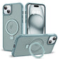 SKYLMW Compatible with iPhone 15 Case with Invisible Magnetic O-Ring Stand Military-Grade Translucent Case for iPhone 15 6.1" [Compatible with Mag-Safe][Great Grip Feeling], Blue