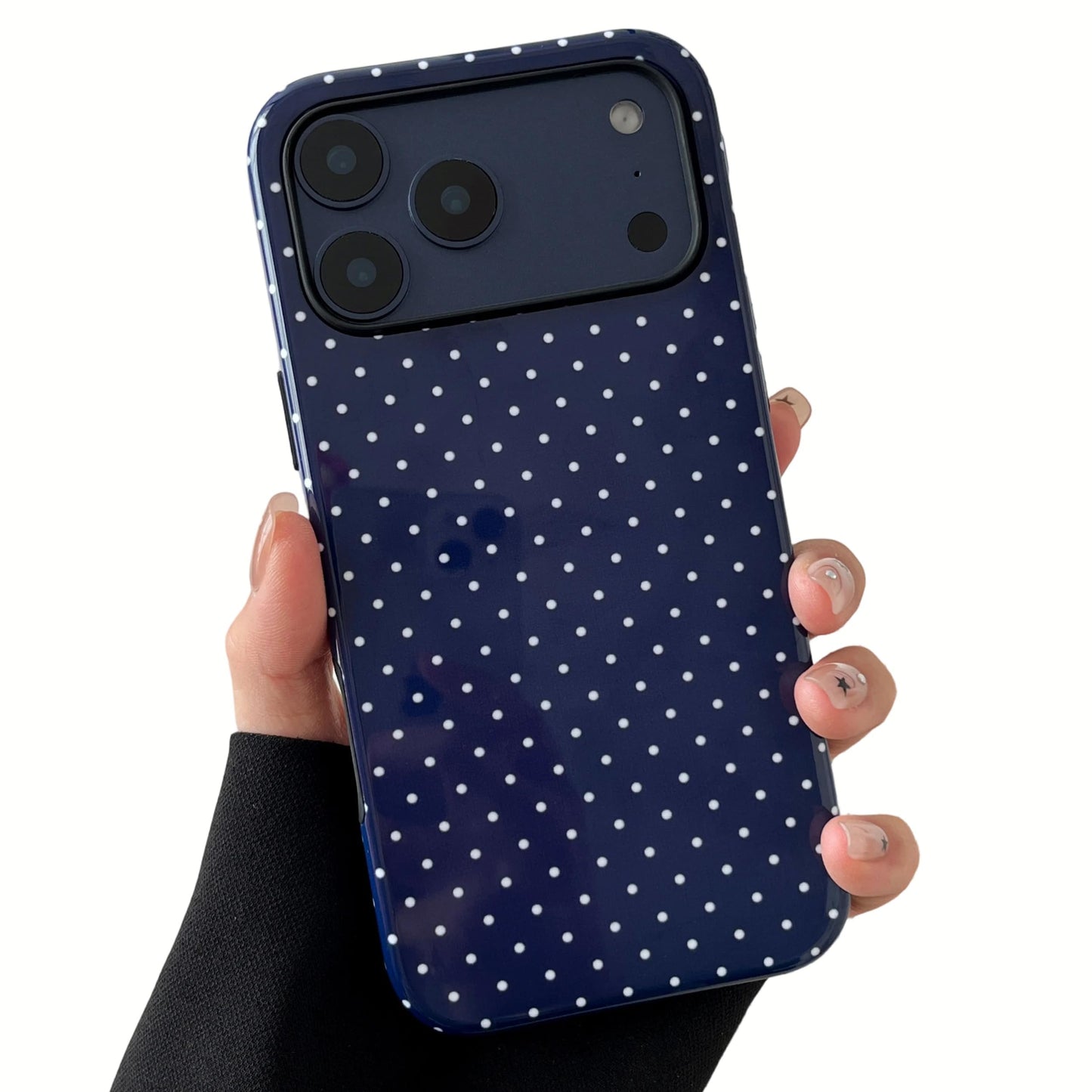 ZTOFERA Magnetic Case for iPhone 17 Pro, Compatible with Magsafe, Polka Dot Aesthetic Phone Case Cute for Girl Women, Hard PC+Soft TPU Protective Phone Cover for iPhone 17 Pro-Navy Blue
