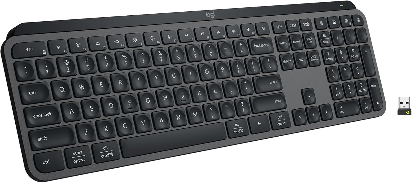 Logitech MX Keys S Wireless Keyboard, Low Profile, Fluid Precise Quiet Typing, Programmable Keys, Backlighting, Bluetooth, USB C Rechargeable, for Windows PC, Linux, Chrome, Mac - Graphite