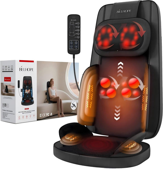 Shiatsu Neck and Back Massager for Pain Relief Deep Tissue, 8D Kneading Massage Chair Pad with Heat, Home Office, Relaxation Gifts for Men Women