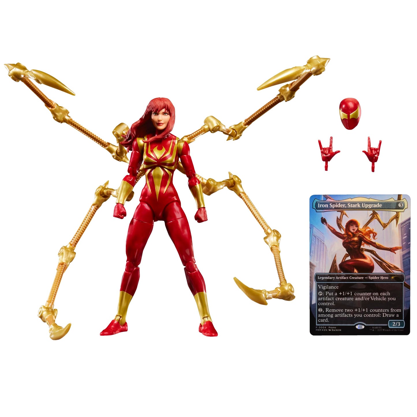 Marvel Legends Series Magic: The Gathering Mary Jane Watson (Iron Spider), 6-Inch Spider-Man Action Figure & Exclusive Foil Collectible Card Game Trading Card