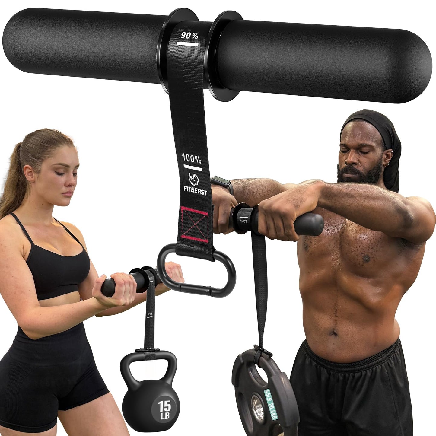 FitBeast Forearm Strengthener & Forearm Exerciser, Wrist Roller with Thicker Handle, Forearm Strength Trainer with Adjustable Strap - Ideal for Grip Strength, Muscle Building, Rehabilitation