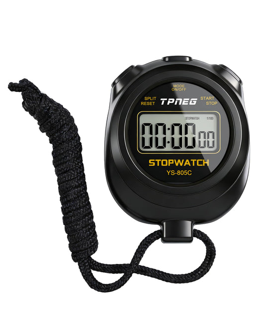 TPNEG Simple Stopwatch Timer - Easy to Use, Set Up, Read, and Carry - Large Display - On/Off, AAA Battery - Ideal for Coaches, Track and Field, Soccer Referees, Sports, Classroom