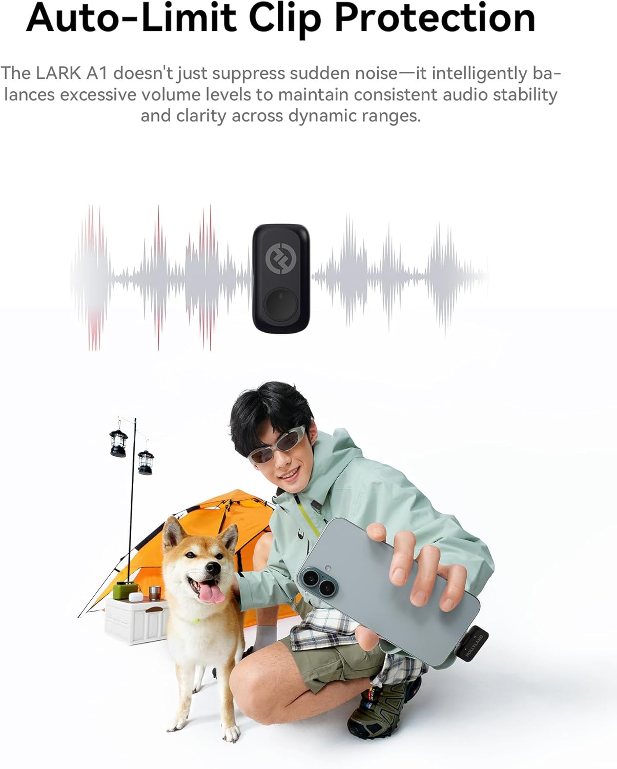 Hollyland Lark A1 Wireless Microphone for iPhone 17/16/15 & Android, 48kHz/24-bit, 3-Level Intelligent Noise Cancel, Magnetic Mini Mic for YouTube, Podcast, Vlogging (Black, 2TX + USB-C RX)