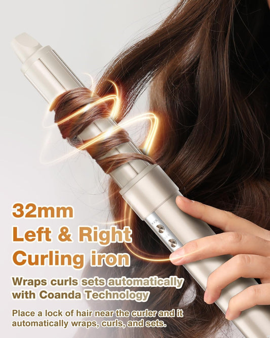 7MAGIC 6 in 1 Multi Hair Styler Dryer Brush, 110,000 RPM High-Speed, Negative Ionic, Fast Drying for Professional Blow Dry, Curling, Volumizing, Straightening and Styling, Gold