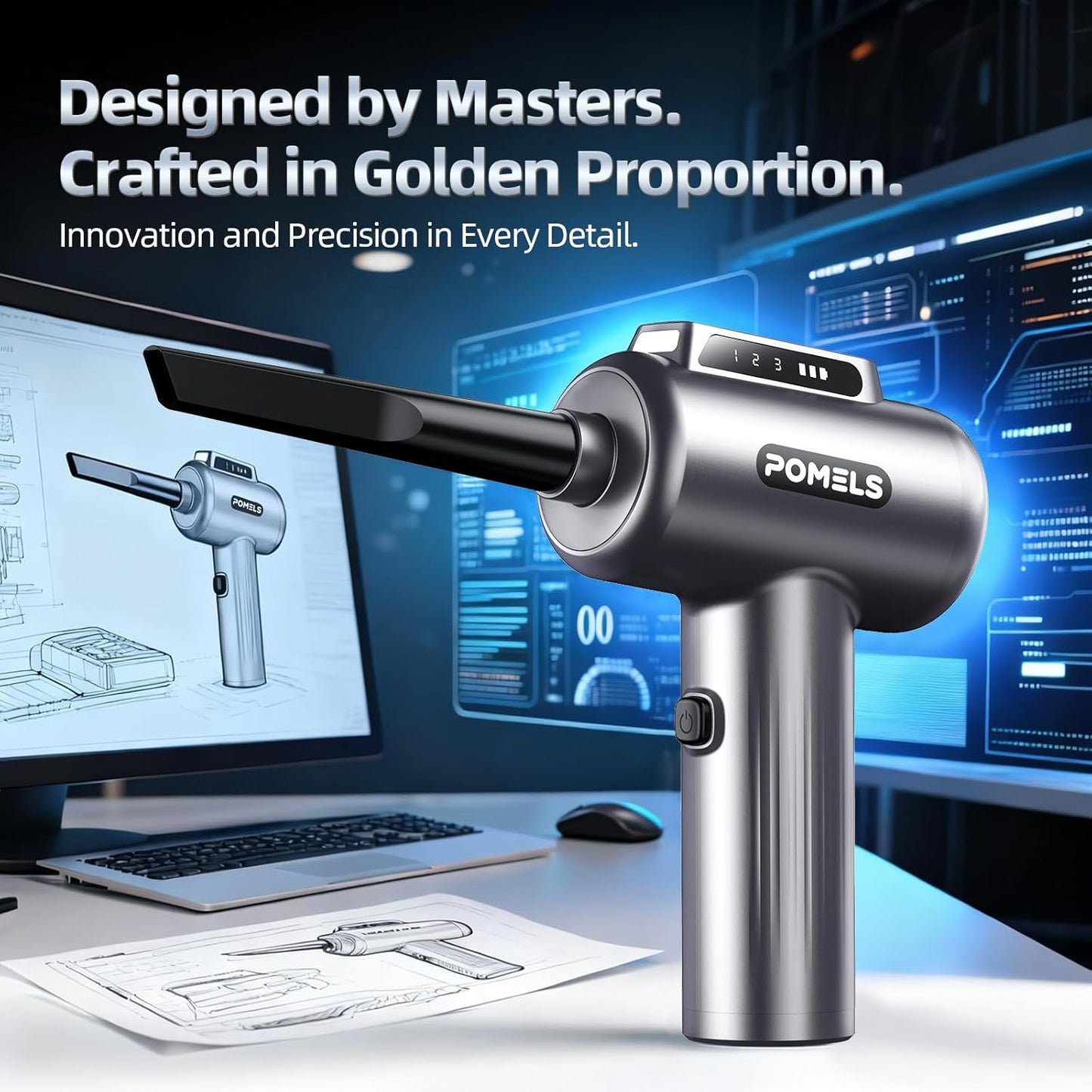 Compressed Air Duster, 110000RPM Ultra-Powerful Electric Air Duster with LED Light, 3-Speed Adjustable, Rechargeable Cordless Mini Blower for Computer, Keyboard, Car, PS5, Outdoor & Home Cleaning