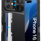 ATATOO for iPhone 16 Case with Card Holder (Store 3-5 Cards) [RFID Blocking] & Slide Camera Cover, Military Grade Protection, Rugged Silicone Wallet Case for iPhone 16 6.1" 2024, Black
