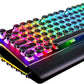 RK ROYAL KLUDGE S108 Typewriter Keyboard, Retro Mechanical Gaming Keyboard Wired 108 Keys with RGB Backlit Sidelight, Detachable Wrist Rest, Round Keycaps Blue Switches - Black