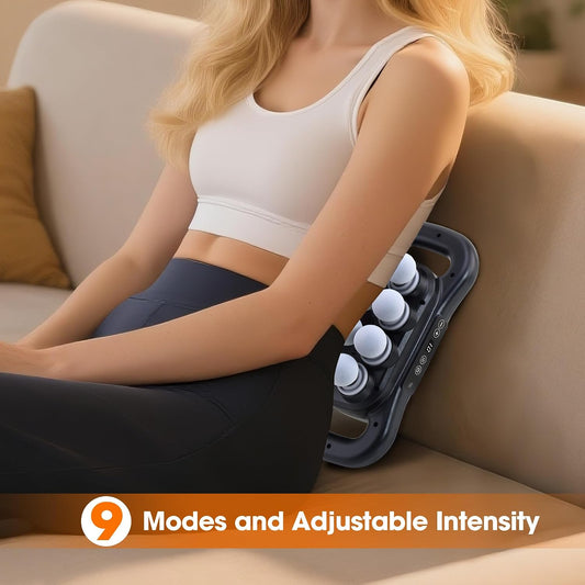16 Head Massage Gun Set, Deep Tissue Percussion Massager, 2600mAh Electric Massage Tools with 9 Styles & Levels, Black