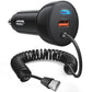 iPhone 17 16 15 Pro Max Car Charger Fast Charging, 90W 3-Port Car Charger USB C Fast Charge Cigarette Lighter Adapter with 4FT Coiled USB C Cable for iPhone 17/17 Pro Max/17e/Air/16/15 Pro/Plus, iPad
