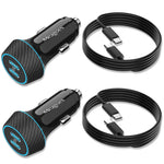 2 Pack 90W USB C Car Charger Super Fast Charging for iPhone 17 Pro Max/Air/16/15/iPad, Samsung S26 Android Phone, Dual 45W PD Port Auto Accessories, 12V Cigarette Lighter Adapter + 3.3 ft Type C Cord