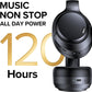 Hybrid Active Noise Cancelling Headphones Wireless, 120Hrs Playtime, 6 ENC Clear Mic, Over Ear Bluetooth Headphones with Hi-Res Audio Comfort Earcup Foldable ANC Headphone for Travel Game Home Office