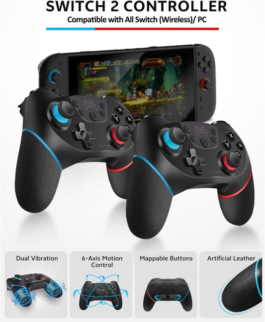 Pro Controllers Accessories Bundle for Nintendo Switch 2 18-in-1: Carrying Case, Screen Protector, Thumb Grip for Joycon, Dockable Console Protective Cover Shell, Steering Wheel, 2025 Switch2 Game Kit
