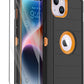 for iPhone 14 Case with 2 Screen Protector,Full Body Shockproof Drop Protection Dust Proof Heavy Duty 3-Layer Rugged Durable Military Grade Cover for Apple iPhone 14 6.1" (Black/Oranger)