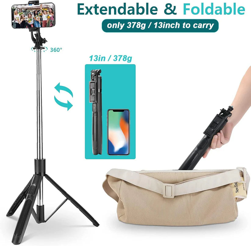 GADGETSKEY B6 Long Selfie Stick with Reinforced Tripod Stand 62 inch/157 cm