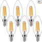 FLSNT 60W Equivalent LED Chandelier Light Bulbs, Dimmable, E12 Base, Clear B11 LED Filament Candelabra Bulbs, 2700K Soft White, 6 Pack