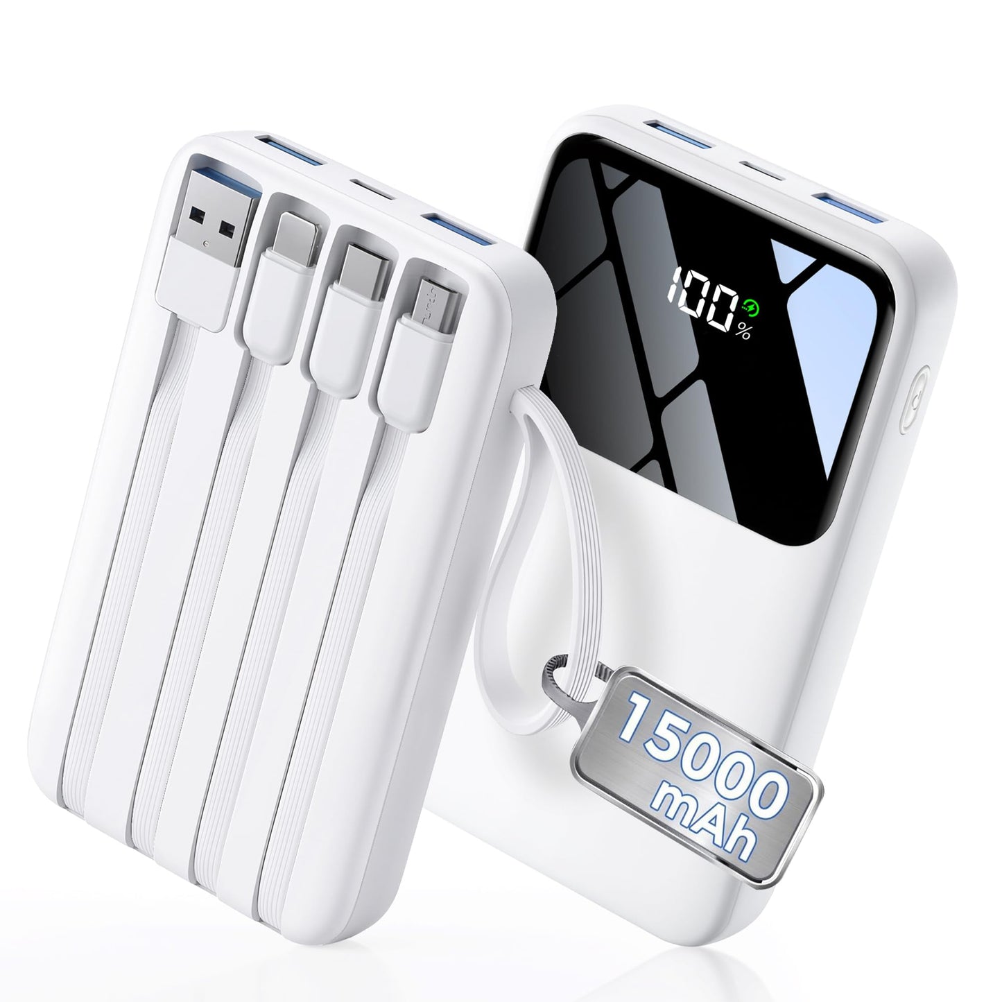 Power Bank, 22.5 W 15000 mAh Mini Power Bank, Fast Charging USB-C Portable Charger, PD 3.0 QC 3.0 External Mobile Phone Batteries, 6 Outputs & 3 Inputs, Compatible with iPhone, Tablet and More