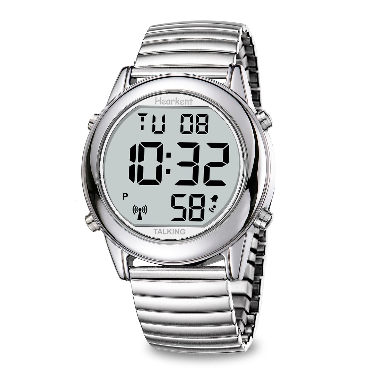 Large Digital Talking Watch English Speaking for The Blind, Elderly or Visually impaired Receives US Signals Automatic Time and Date Correction Big Numbers Easy to See Loud and Clear-Hearkent-2117M