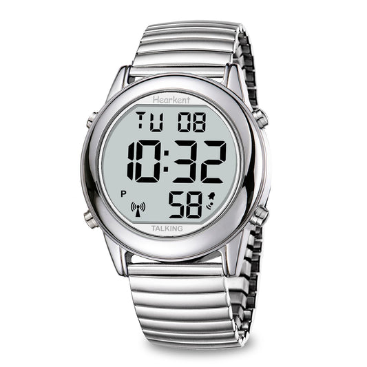 Large Digital Talking Watch English Speaking for The Blind, Elderly or Visually impaired Receives US Signals Automatic Time and Date Correction Big Numbers Easy to See Loud and Clear-Hearkent-2117M