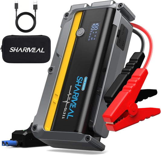 Sharmeal Jump Starter 6000A, 12V Car Battery Jump Starter (Up to All Gas or 10.0L Diesel Engine), Battery Booster with 3 Modes Flashlight and Jumper Cable