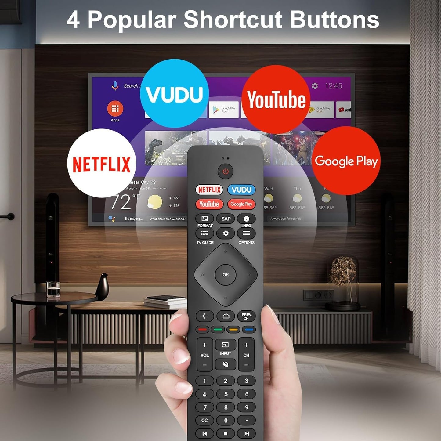 Replacement for Philips Smart TV Remote Control,Universal for Philips 4K UHD Android Smart TVs