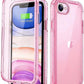 Lifedance Rugged Full-Body Case for iPhone 17e/16e, Built-in Screen Protector, 10FT Military Drop Tested, Clear Shockproof Phone Case Cover for iPhone 17e & 16e, Clear Pink