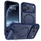 SUPFINE Magnetic for iPhone 17 Pro Case (Built-in Invisible Kickstand)(Compatible with MagSafe)(Military Grade Drop Protection) Translucent Matte Shockproof Phone Cover,Deep Blue
