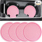 ZSDY Car Cup Coaster, 4PCS Universal Auto Non-Slip Cup Holder Embedded in Ornaments Silicone Coaster, Car Interior Accessories Sets, Pink