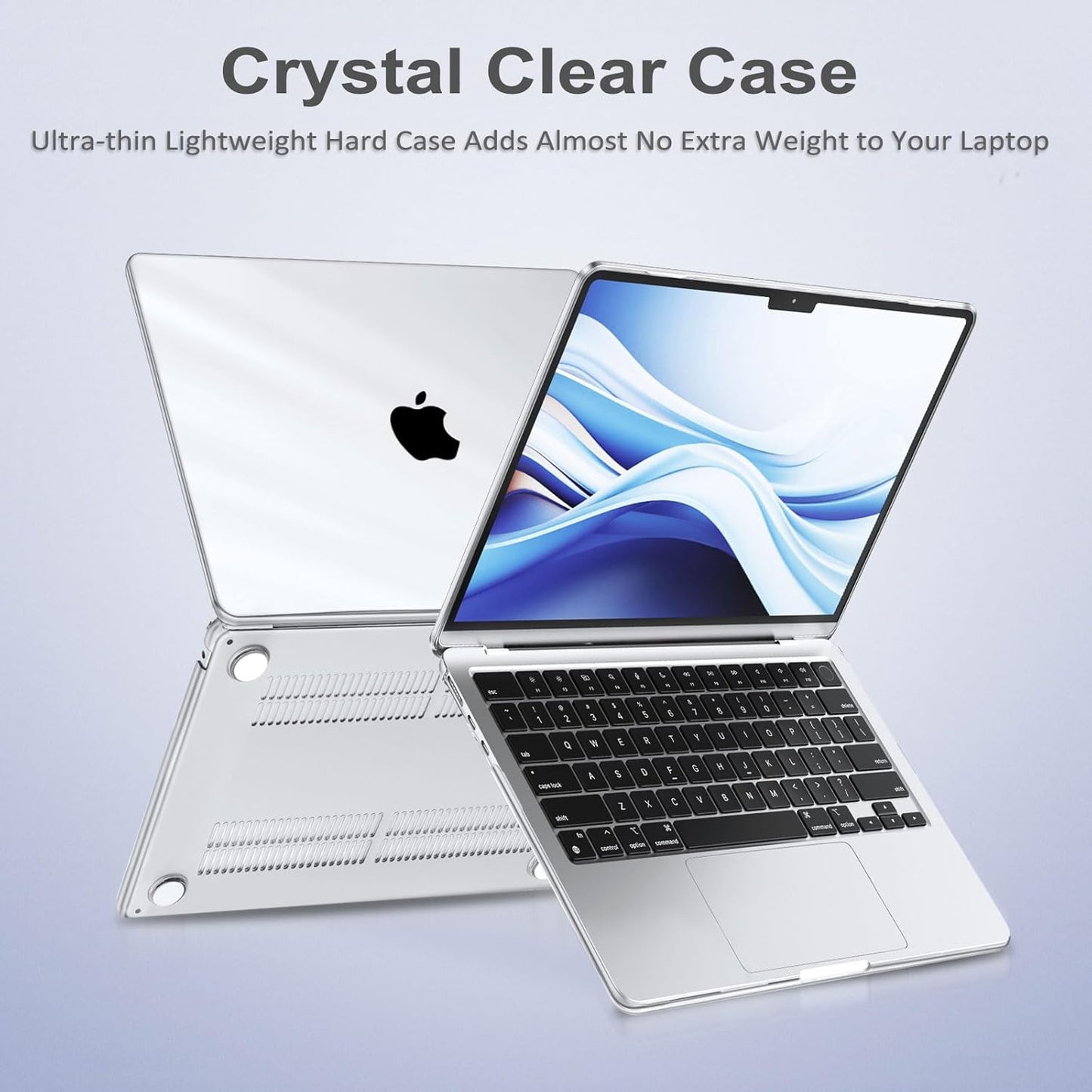 MOSISO Compatible with MacBook Air 13 inch Case 2026 2025 2024 2023 2022 M4 A3240 M3 A3113 M2 A2681,Plastic Hard Shell&Keyboard Cover&Screen Film&Pouch for MacBook Air 13.6 inch Case, Crystal Clear