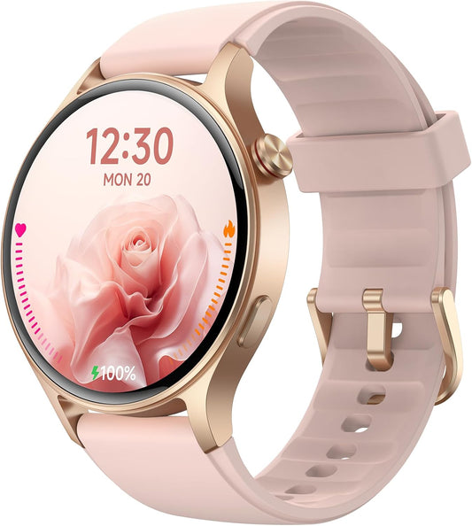 Fitpolo Smart Watch for Women,1.3" AMOLED Touchscreen Fitness Tracker, Make/Answer Calls, Heart Rate SpO2 Monitor, IP68 Waterproof, Sleep & Activity Tracking Smartwatch for Android Phones iPhone