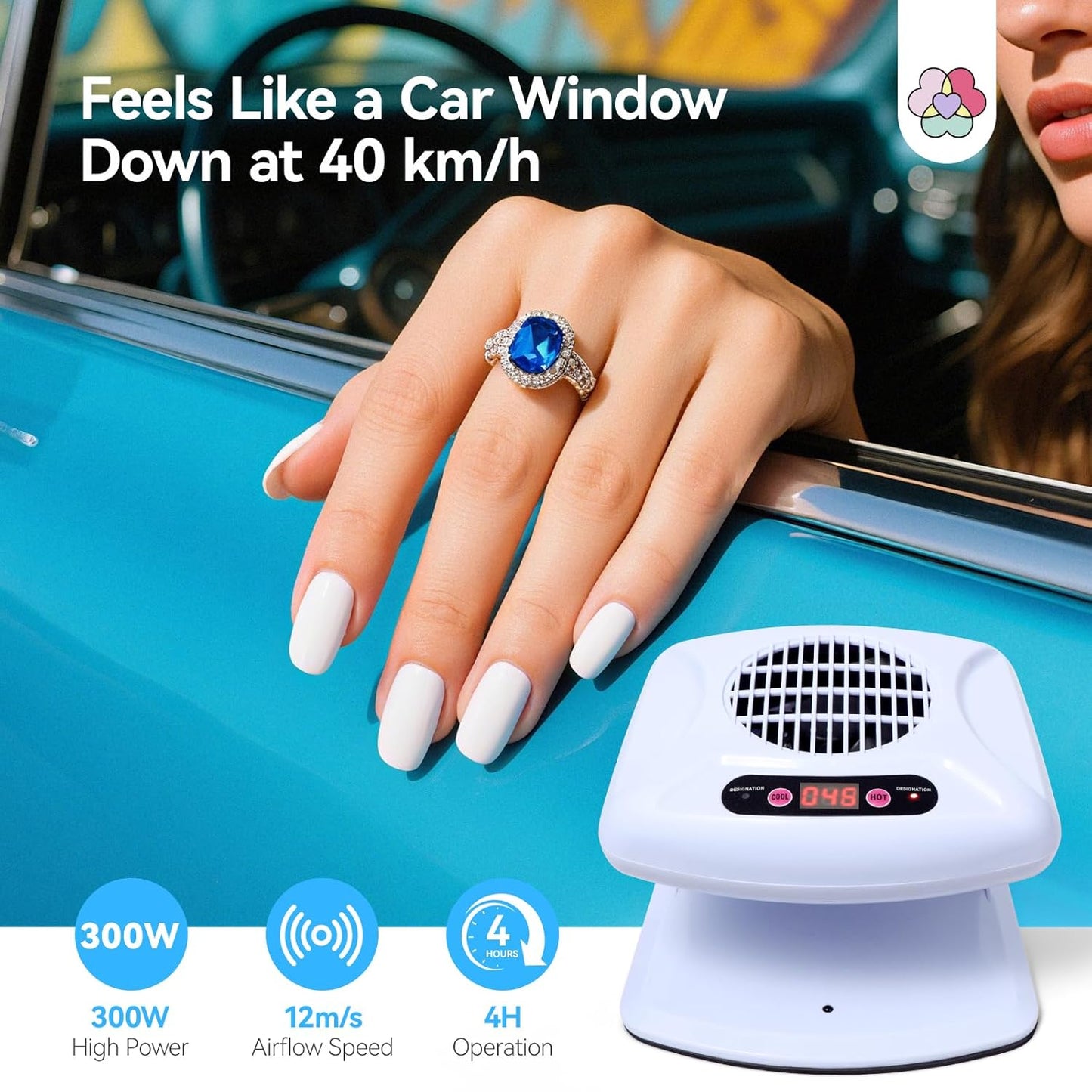 SAVILAND 5X Faster Dry Nail Dryer: 300W Strong-Air Nail Dryer for Regular Polish Smart Sensor Nail Polish Dryer Warm & Cool Wind Dual Air Dual Modes Battery-Free Nail Fan Home Salon Use