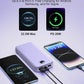 Portable Charger, 12000mAh 22.5W USB C Fast Charging Power Bank with Built-in Cables and AC Wall Plug, Smart LED Display Travel Essentials Battery Pack Compatible with iPhone, iPad, Samsung etc Purple