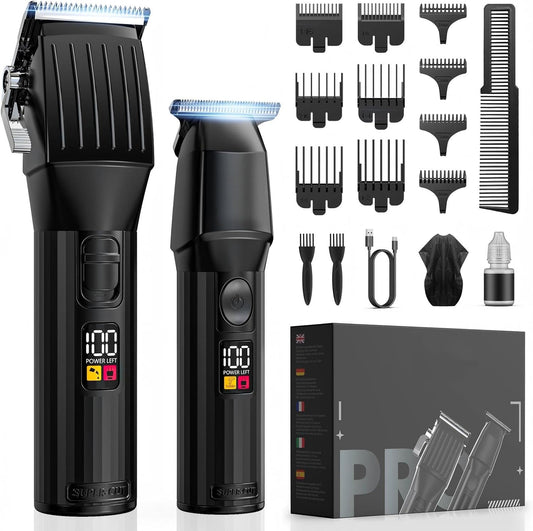 Professional Hair Clippers for Men Cordless Trimmers Kit with LED Display Electric Beard Trimmer for Kid Cordless Beards Trimmer Haircut Grooming Kit Gift for Men Women Barber Kids (Black)