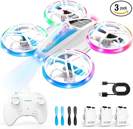 Drone for Kids–World's First Dual Module Lighting Kids Drone, 3pcs Batteries Starship Kids Drone,One-Key Takeoff,360° Flip,Auto-spin,Type-C Charging, Unique kids drones for age 6-8,8-12