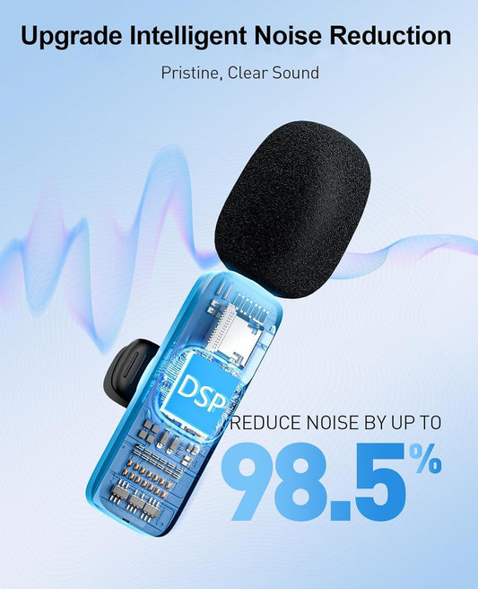 MENERESAS 3-in-1 Mini Microphone for iPhone: Wireless Lavalier Microphones for iOS/Android/Camera - Noise Reduction Lapel Mic, Clip on Mic for Video Recording Vlog, YouTube, Interview